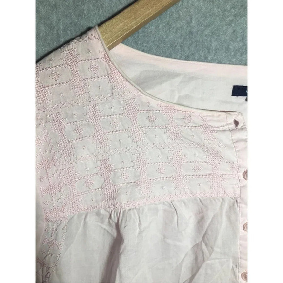 Womens Westbound Blouse Pink Embroidery Details Button Up Boho Beachy Romantic - Picture 3 of 5